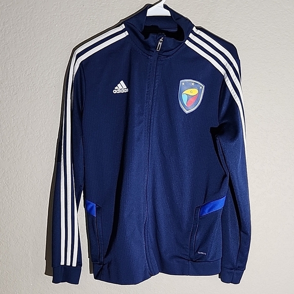 Adidas Idea Sport Soccer Academy Walt D World Jacket Size L Blue White Stripe - Picture 1 of 9